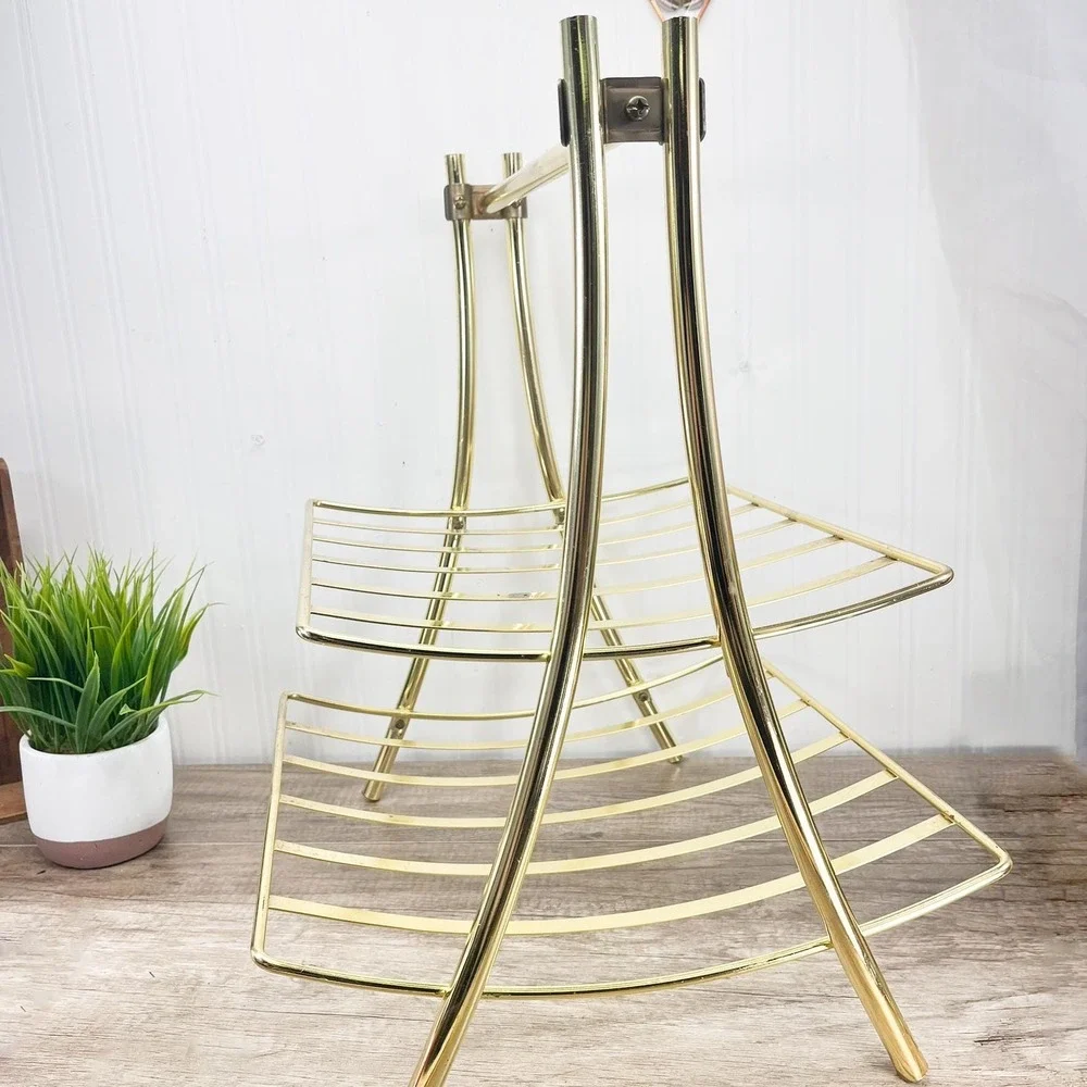 Mid-Century Brass Magazine Rack: Gold Towel Holder with Handle‎
